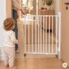 ECOTOYS fehér acél biztonsági rács lépcsőhöz és ajtónyíláshoz 65-106 cm, kerekekkel