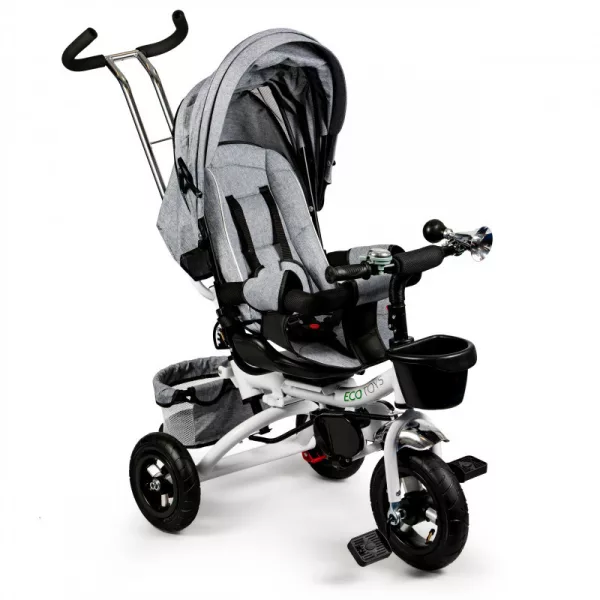 Forduló tricikli 360° Szürke Deluxe napernyővel
