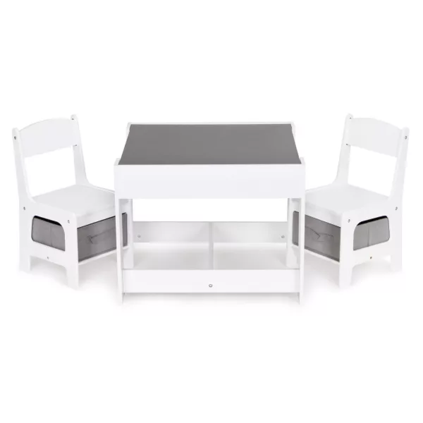 ECOTOYS fa gyerek bútor szett asztallal, krétatáblával és 2 székkel