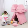 ECOTOYS összecsukható moduláris gyerek kanapé, 8 puha párnával, rózsaszín