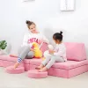 ECOTOYS moduláris, összecsukható 2 személyes gyerek kanapé 10 puha párnával, rózsaszín