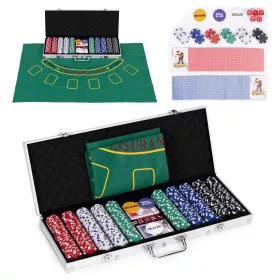   MULTISTORE póker és blackjack készlet 500 zsetonnal, 2 pakli kártyával, dobókockákkal, zárral ellátott kofferben