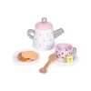 ECOTOYS fa teáskészlet gyerekeknek, csészékkel és kannával, 15 részes