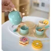 ECOTOYS tea- és kávékészlet sütikkel, csészékkel, teáskannával és tálcával