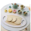 ECOTOYS tea- és kávékészlet sütikkel, csészékkel, teáskannával és tálcával