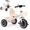 ECOTOYS tricikli csúszásmentes markolattal, csengővel, kosárral, bézs