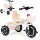 ECOTOYS tricikli csúszásmentes markolattal, csengővel, kosárral, bézs