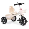 ECOTOYS tricikli csúszásmentes markolattal, csengővel, kosárral, bézs