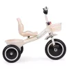 ECOTOYS tricikli csúszásmentes markolattal, csengővel, kosárral, bézs