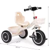 ECOTOYS tricikli csúszásmentes markolattal, csengővel, kosárral, bézs
