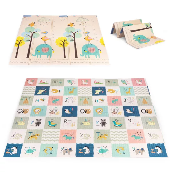 ECOTOYS kétoldalas, összecsukható oktató habszivacs játszószőnyeg gyerekeknek 200x180 cm