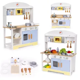   ECOTOYS gyerek játékkonyha sütővel, mosógéppel, mikróval és 12 kiegészítővel