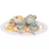 ECOTOYS fa teáskészlet gyerekeknek, teáskanna és csészék, 14 részes