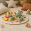 ECOTOYS fa teáskészlet gyerekeknek, teáskanna és csészék, 14 részes