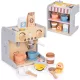 ECOTOYS fa kávéfőző gyerekeknek, 2-in-1 bolti-barista szett, 26 kiegészítővel