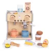 ECOTOYS fa kávéfőző gyerekeknek, 2-in-1 bolti-barista szett, 26 kiegészítővel