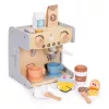 ECOTOYS fa kávéfőző gyerekeknek, 2-in-1 bolti-barista szett, 26 kiegészítővel