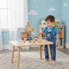 ECOTOYS fa kávéfőző gyerekeknek, 2-in-1 bolti-barista szett, 26 kiegészítővel