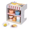 ECOTOYS fa kávéfőző gyerekeknek, 2-in-1 bolti-barista szett, 26 kiegészítővel