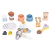 ECOTOYS fa kávéfőző gyerekeknek, 2-in-1 bolti-barista szett, 26 kiegészítővel