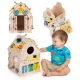 ECOTOYS fa készségfejlesztő busy house gyerekeknek, oktatópanel, XXL, 30 részes
