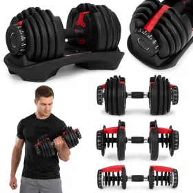   MOVEPRO állítható öntöttvas kézisúlyzó állvánnyal 2.5-24 kg