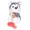 MULTISTORE plüss husky kiskutya táskában, ápolókefével, gyerekeknek