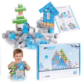   MULTISTORE mágneses építőkocka készlet gyerekeknek, 124 darabos, téli