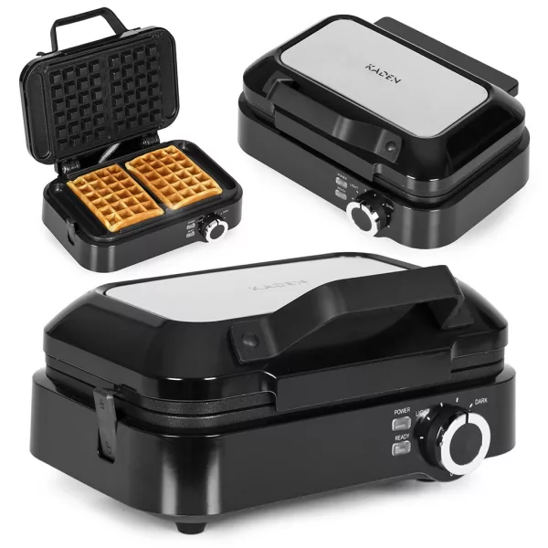 KADEN gofrisütő 2 nagy gofrihoz, tapadásmentes bevonattal, hőmérséklet-szabályozással, 1200W