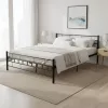 ModernHome fém ágykeret ágyráccsal 160x200 cm, fekete