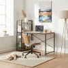 ModernHome loft stílusú számítógépasztal polcos regállal, 120x60 cm