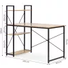 ModernHome loft stílusú számítógépasztal polcos regállal, 120x60 cm
