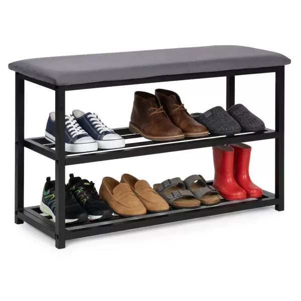 ModernHome kárpitozott cipősszekrény paddal, 80 cm, 2 polcos