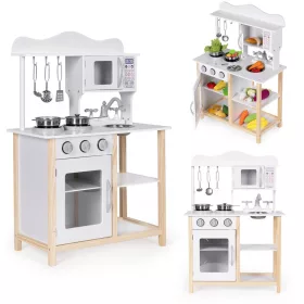  ECOTOYS fa gyerekkonyha sütővel és főzőkiegészítőkkel, fehér