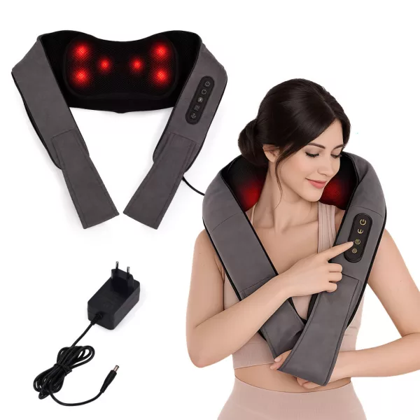KADEN shiatsu nyak- és hátmasszírozó fűthető masszázsövvel, forgó fejekkel, 24W