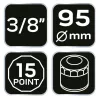 NEO TOOLS Olajszűrő kulcs 95mm, 15 pontos, 3/8" kulcsnyílással 11-369