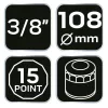 NEO TOOLS Olajszűrő kulcs 108mm, 15 pontos, 3/8" kulcsnyílással 11-370