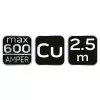 NEO TOOLS Inditókábel réz, max. 600Ax2.5m 11-836