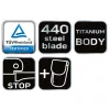 NEO TOOLS Összecsukható kés, titanium, 16,7cm, penge: 7cm, súly 60 g, összecsukott 105mm 63-025