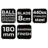 NEO TOOLS Összecsukható kés 17.5cm, rozsdamentes acél, penge: 8cm, a penge hosszabbítható 63-114