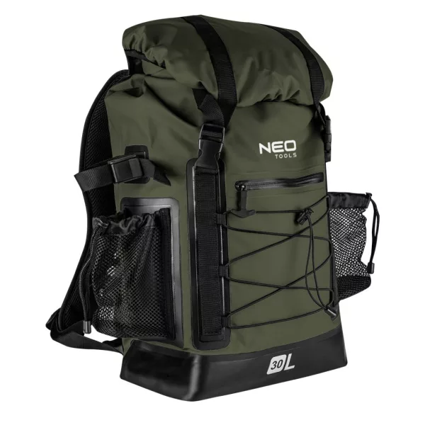 NEO TOOLS Vízálló hátizsák 600D, 30L, 32x63x18cm, sötétzöld 63-131