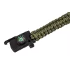 NEO TOOLS Túlélő karkötő 5 az 1-ben: 3.5m paracord(250kg-ig), kovakő, iránytű, kés, síp, zöld, szélessége 26mm 63-140