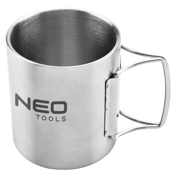 NEO TOOLS Kemping bögre 320ml, duppla fal, behajtható fogantyú 63-150