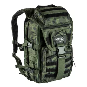   NEO TOOLS Taktikai túra hátizsák terepszínű, kívül:4 zseb, belül:18 zseb, 600D poliészter, 30L kapacitás 84-321