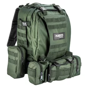   NEO TOOLS Túra hátizsák, 600D poliész, 40L, 4a 1ben: hátizsák, 2 kis oldaltáska, 1 közepes táska, sötétzöld 84-326