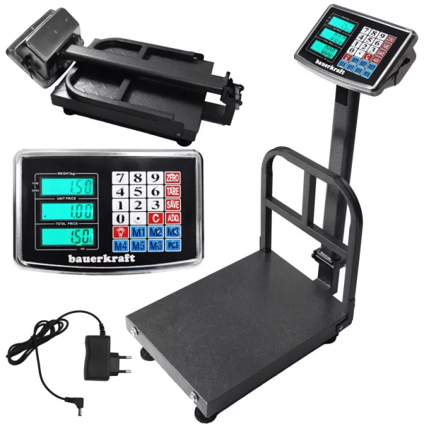 Elektronikus mérleg 200 kg, raktári, bolti, platformos, teher, ipari, LCD