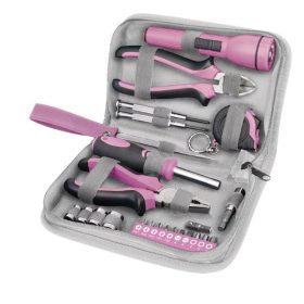   Extol Lady 23 darabos rózsaszín szerszámkészlet tároló táskával
