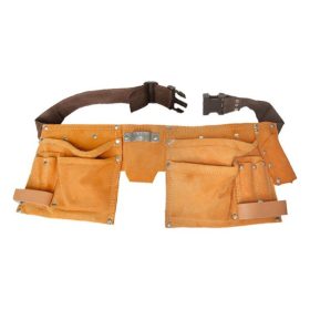   Állítható méretű sok zsebes hasított bőr szerszámtartó öv