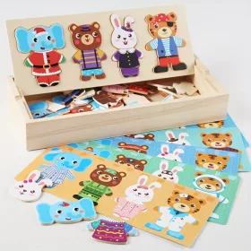   Fa állatos öltöztetős puzzle, logikus gondolkodást fejlesztő játék