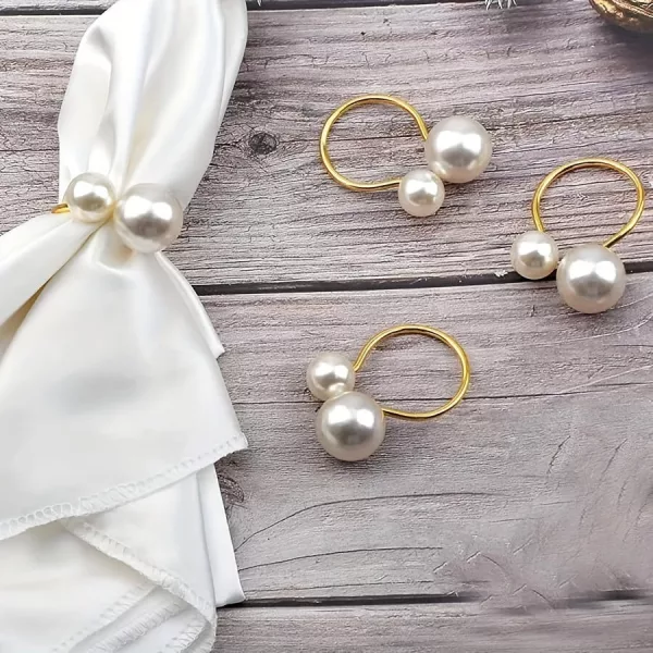 Elegáns 15 darabos Gyöngyös Szalvétagyűrű Készlet